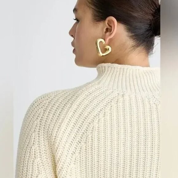 NWOT J. Crew Relaxed Rollneck Sweater Cotton in Cream - XS - Picture 2 of 9